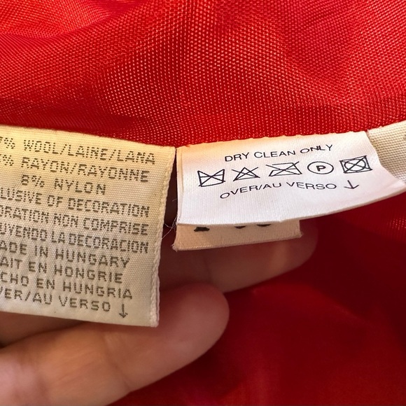 Liz Claiborne Collection Red Wool Plaid Collarless Blazer Vintage, Size 10 - Picture 11 of 11